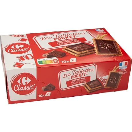 Carrefour classic' biscuits tablette chocolat noir 250g