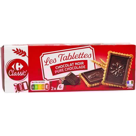 Carrefour classic' biscuits tablette chocolat noir 150g