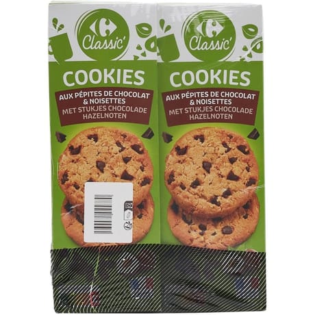 Carrefour classic' cookies aux pépites de chocolat & noisettes lot 2x200g