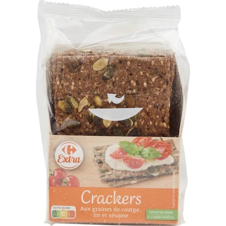 Carrefour extra crackers graines de courge lin sésame 175g