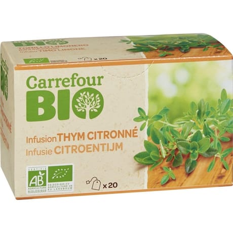 Carrefour bio infusion thym citron bio 20 sachets - 30g