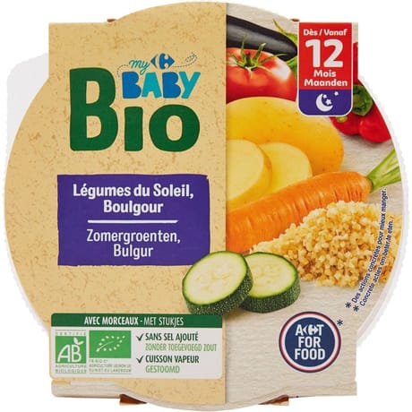 Carrefour baby bio plat bébé légumes boulgour dès 12mois 230g