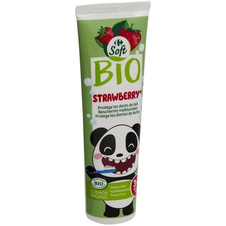 Carrefour Soft bio dentifrice enfant 3 - 6 ans à la fraise 50ml