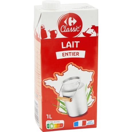 Carrefour Classic' lait entier brique 1l