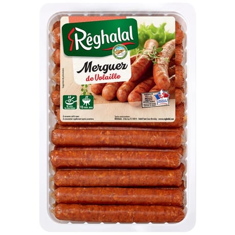 Reghalal 20 merguez volaille nature halal 1kg
