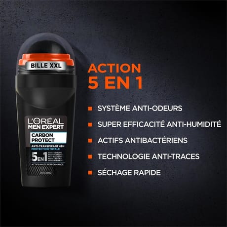 L'oréal men expert anti-transpirant bille 5en1 carbon protect 48h 50ml