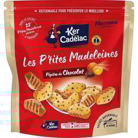 Ker cadelac madeleines à partager pépites de chocolat 363g