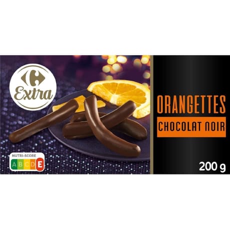 Carrefour extra orangettes chocolat noir -200g