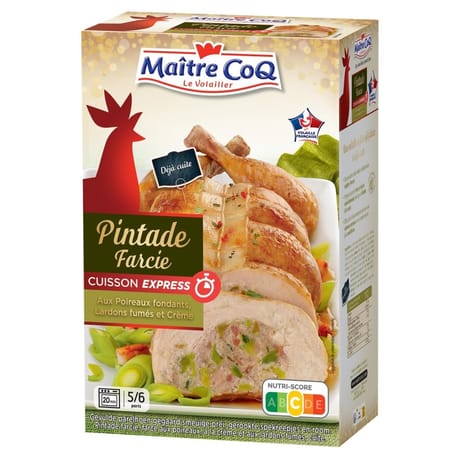 Maitre Coq pintade farcie aux poireaux et lardons