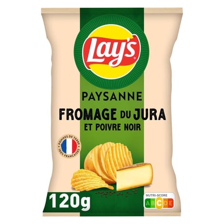 Lay's chips ondulées paysanne saveur fromage du jura & poivre noir 120g