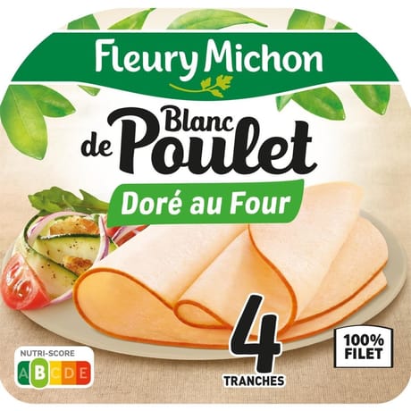 Fleury Michon blanc de poulet doré au four 4 tranches 160g