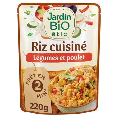 Jardin bio étic riz cuisiné légumes et poulet 220g