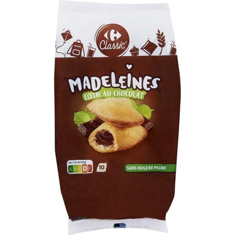 Carrefour classic madeleines coeur chocolat 400g