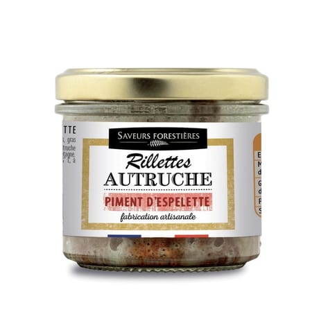 Rillettes d'autruche au piment d'espelette 90g Saveurs forestières