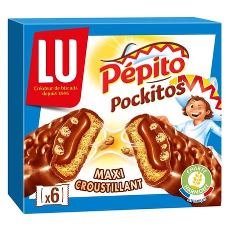 Lu Pépito pockitos barre x6 chocolat lait 162g