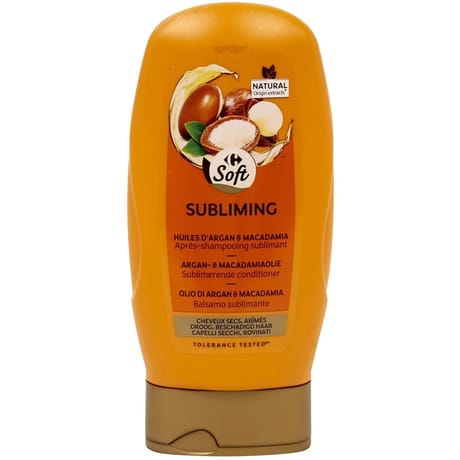 Carrefour soft apres-shampooing huiles d'argan & macadamia  200ml