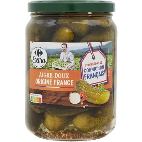 Carrefour extra cornichons aigre-doux 425g