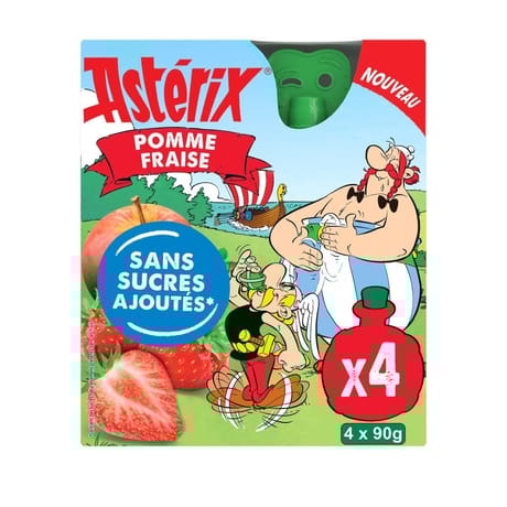 Les vergers de chateaubourg compotes astérix goudes pommes fraises sans sucres ajoutés x4 - 360gCord