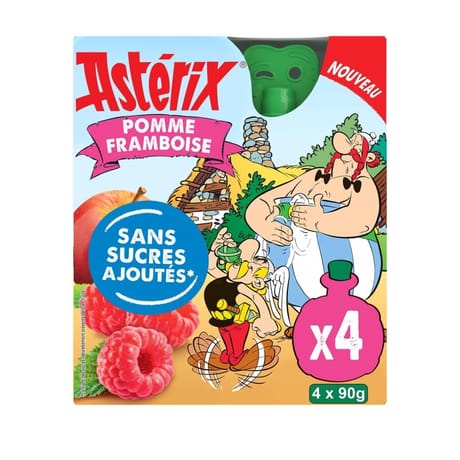 Les vergers de chateaubourg compotes astérix goudes pommes framboises sans sucres ajoutés x4 - 360g