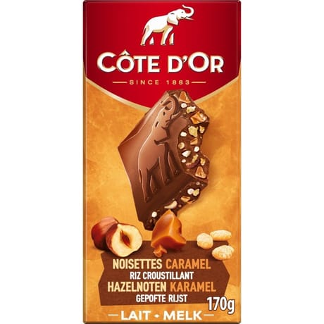Cote d'or ultra gourmand lait noisette caramel riz 170g