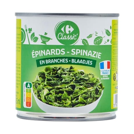 Carrefour classic' épinards en branches 380g