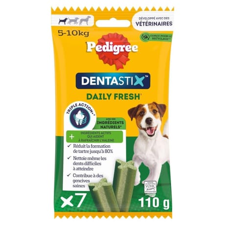 Pedigree dentastix fresh pour chien (5-10kg) bâtonnets à mâcher 110g