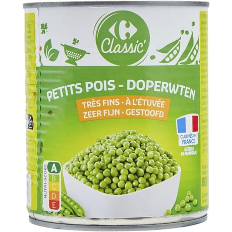 Carrefour classic' petits pois très fins à l'étuvée 560g