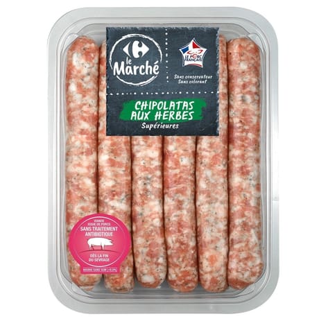 Chipolatas aux herbes x6 330g Carrefour
