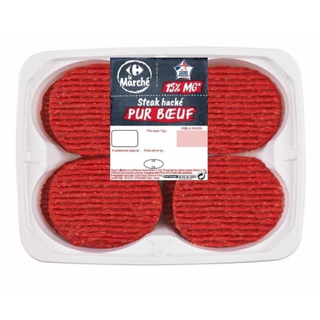 Steak haché 15% x8 800g Carrefour