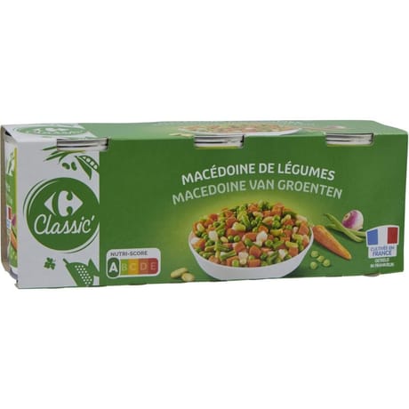 Carrefour classic' macédoine de légumes 3 boîtes de 120g