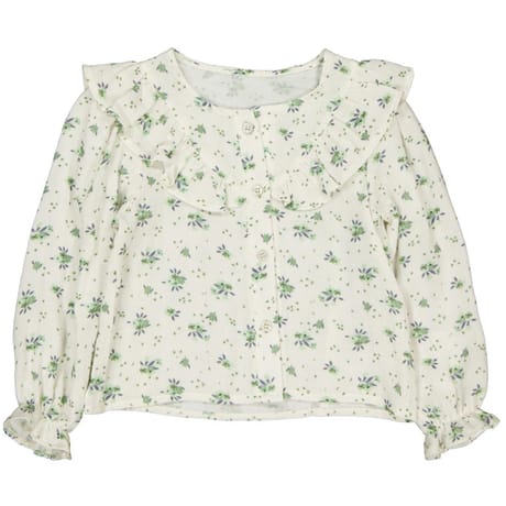 Chemise manches longues fille ECRU/VERT 5 ANS