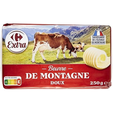 Carrefour extra beurre de montagne doux 250g