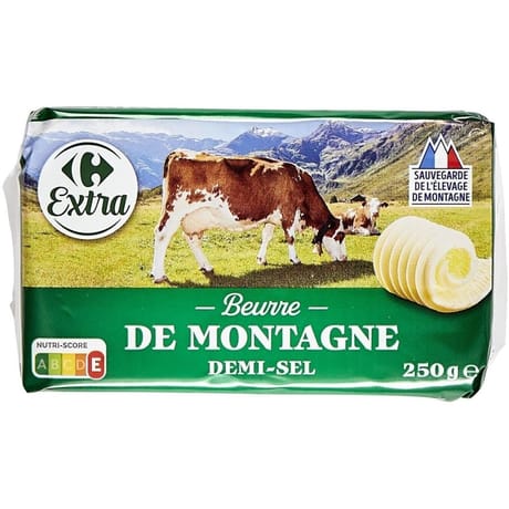 Carrefour extra beurre de montagne demi sel 250g