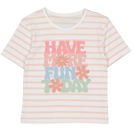 Tee shirt manches courtes fille STRIPE ROSE 14 ANS