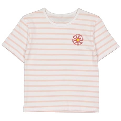 Tee shirt manches courtes fille STRIPE ROSE 14 ANS