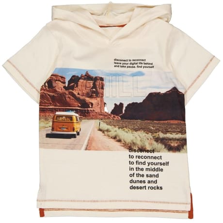 Tee shirt manches courtes capuche garçon SABLE 14 ANS