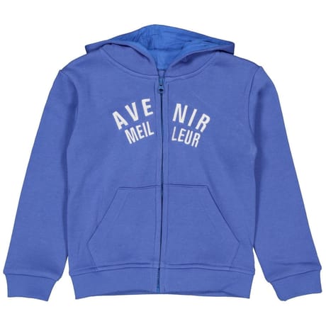 Gilet sweat garçon BLEU MOYEN 12 ANS