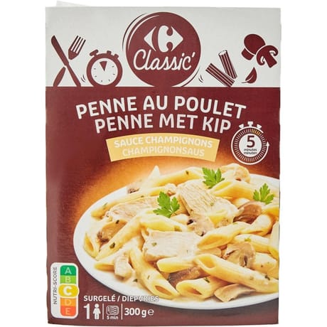 Carrefour classic penne au poulet sauce champignons 300g