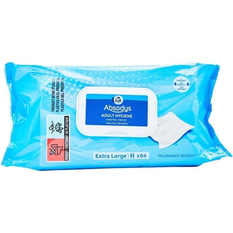 Carrefour soft absodys adult hygiene lingettes x 64
