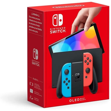 Console switch oled + joy con bleu neon