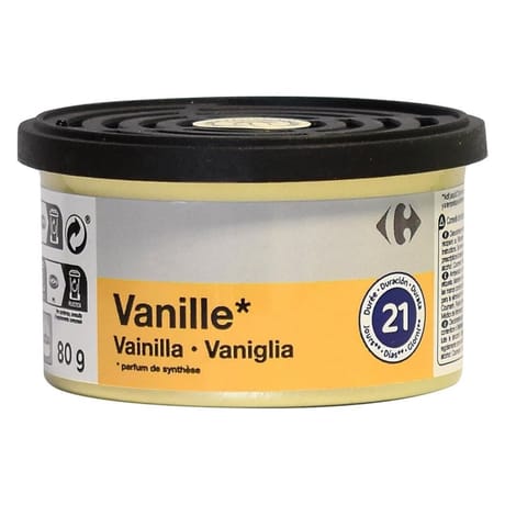 Carrefour désodorisant canette parfum vanille