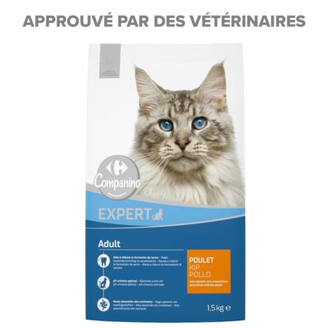 Carrefour companino croquettes pour chat adulte au poulet 1.5kg