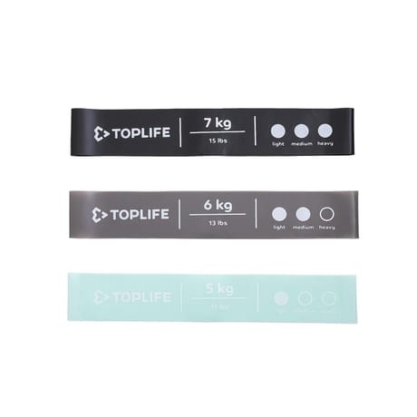 Toplife kit x3 élastiques fitness de résistance 5 - 6 - 7kg