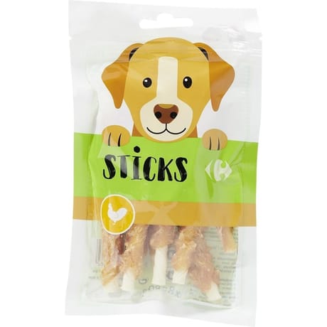 Carrefour sticks pour chiens au poulet x8 - 80g