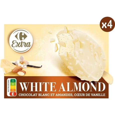 Carrefour Extra bâtonnet chocolat blanc amande 314g