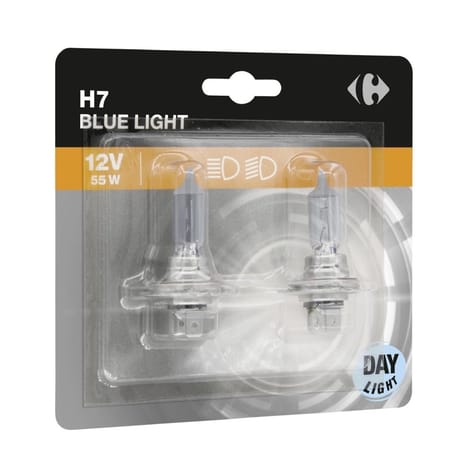 Carrefour ampoule auto x2 h7 blue light day light 12v 55w