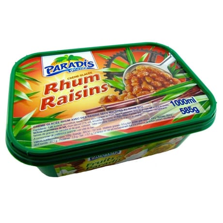 Paradis Glaces bac rhum raisins 1l 585g