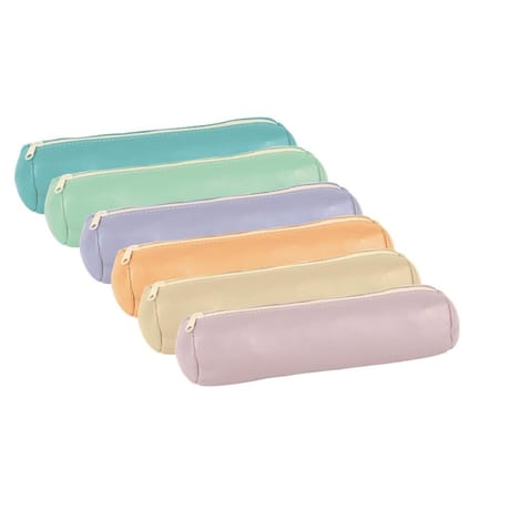 Trousse ronde oxford cuir pastel
