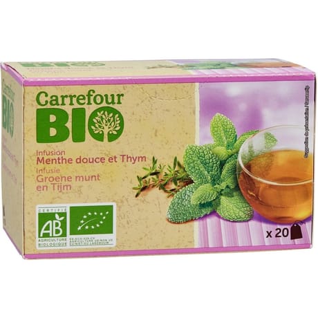 Carrefour bio infusion thym menthe bio x20 sachets - 30g