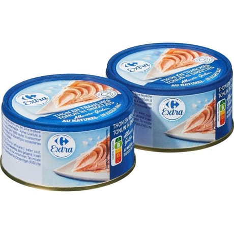 Carrefour extra thon albacore en tranches au naturel 93g lot de 2